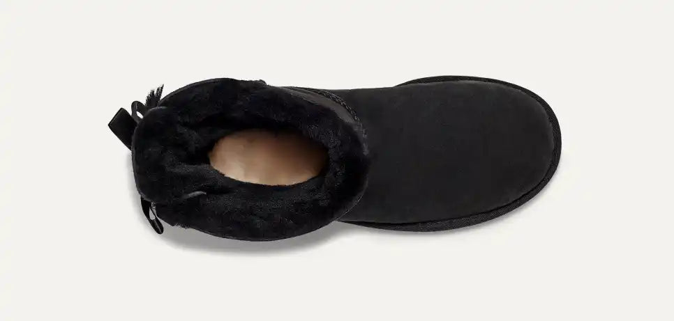 Cizme tip UGG cu fundițe decorative – Negru clasic