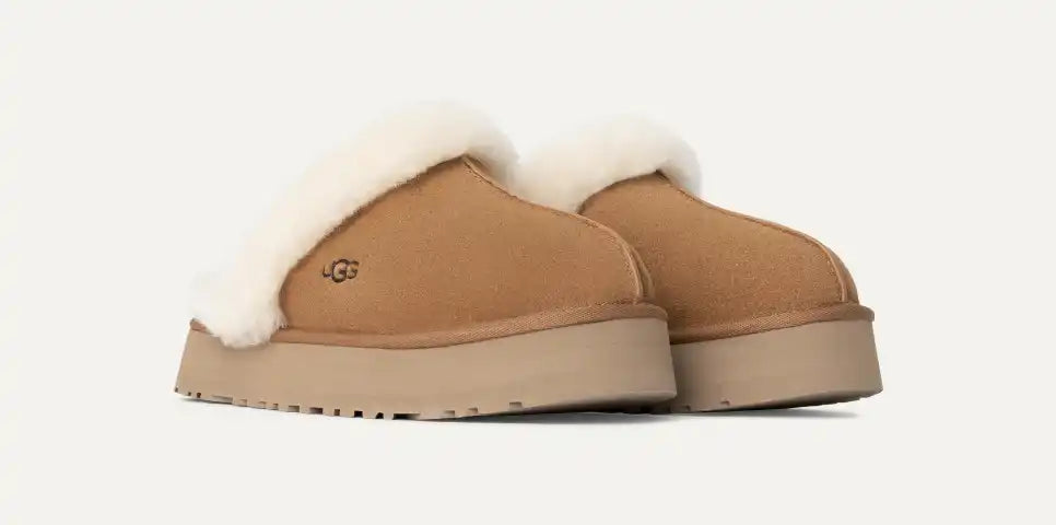 Papuci tip UGG cu blană și platformă – Maro camel