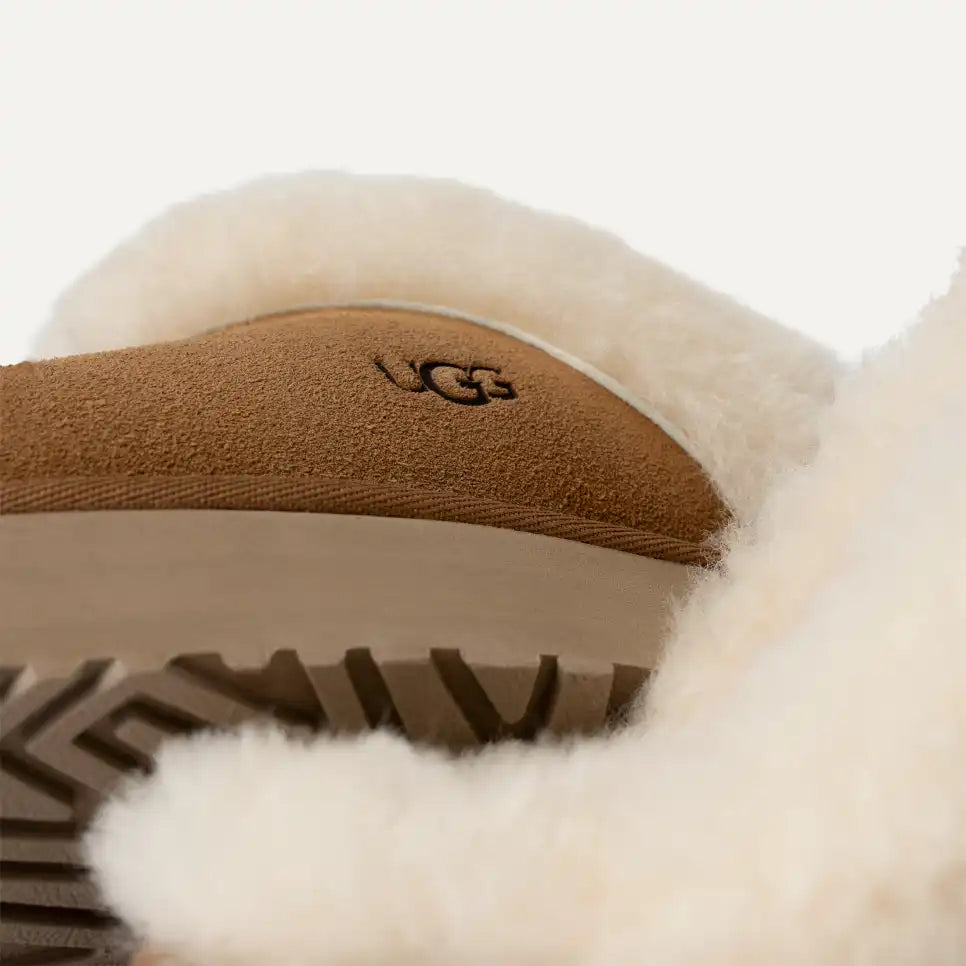 Papuci tip UGG cu blană și platformă – Maro camel